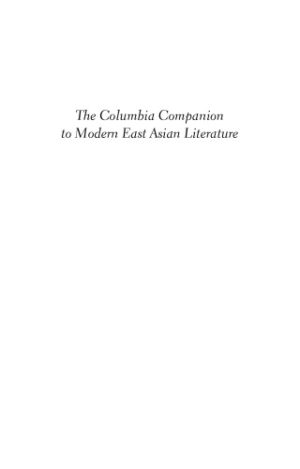 The Columbia Companion to Modern East Asian Literature